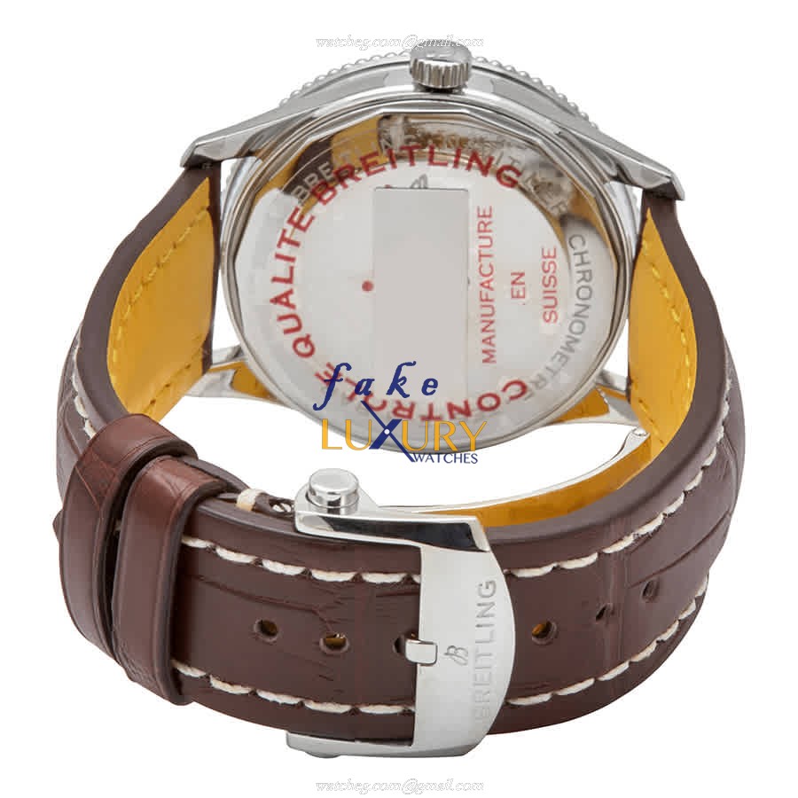 Breitling A17326211G1P2 Navitimer 1 Replica Watch, White Dial, Steel Case, Brown Alligator Strap - Image 3