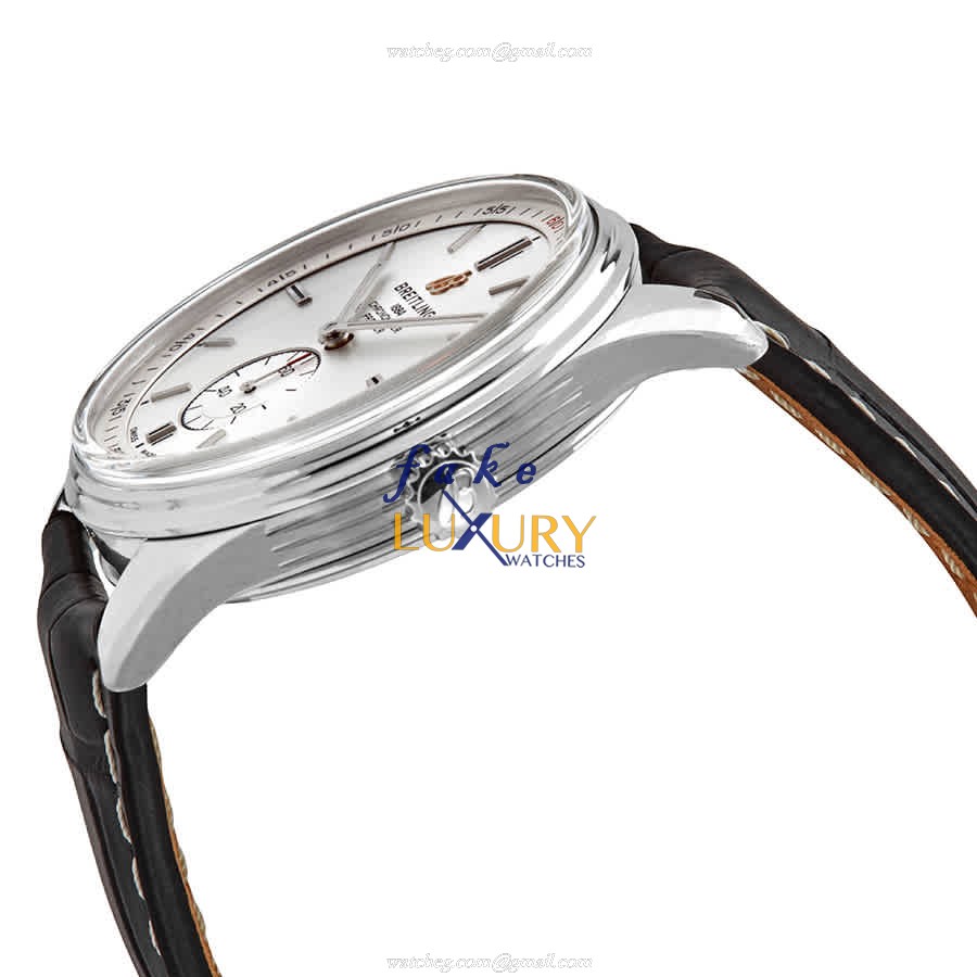 Breitling Premier A37340351G1P1 Automatic Replica Watch With Silver Dial, Black Alligator Strap - Image 2