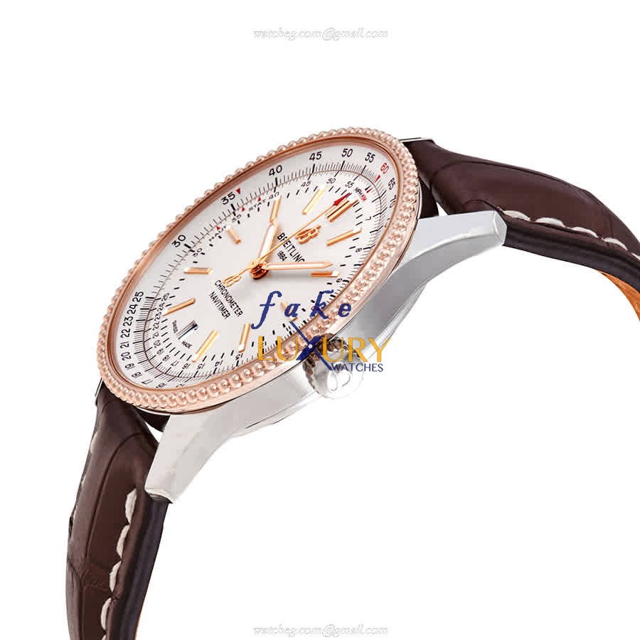 Breitling Navitimer 1 U17326211G1P2 Automatic Silver Dial Brown Alligator Strap Replica Watch - Image 2