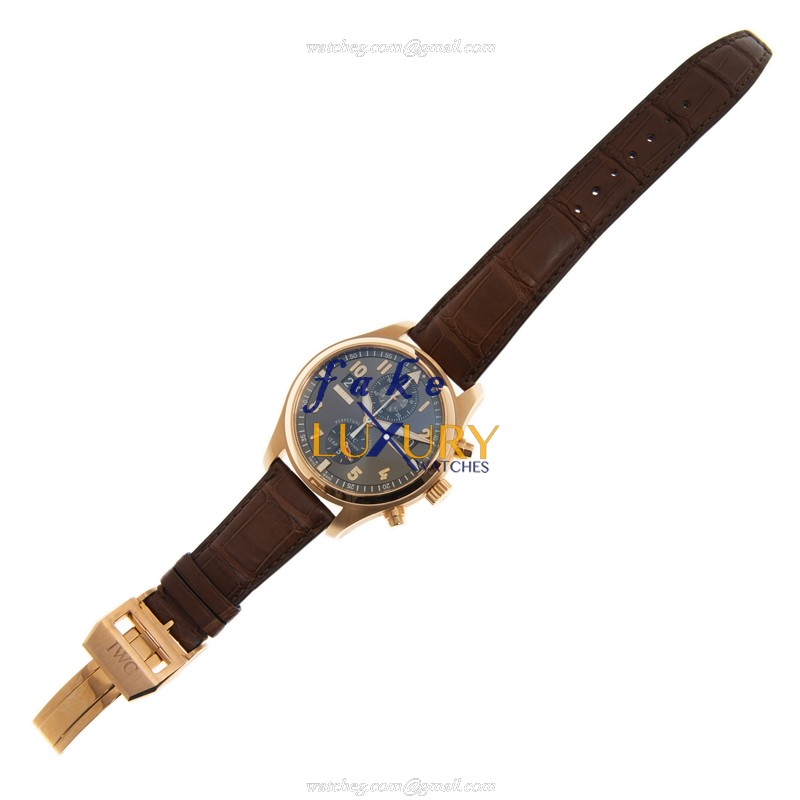 IWC IW379103 Pilots Automatic 18kt Rose Gold Gray Dial Brown Strap Replica Watch - Image 2