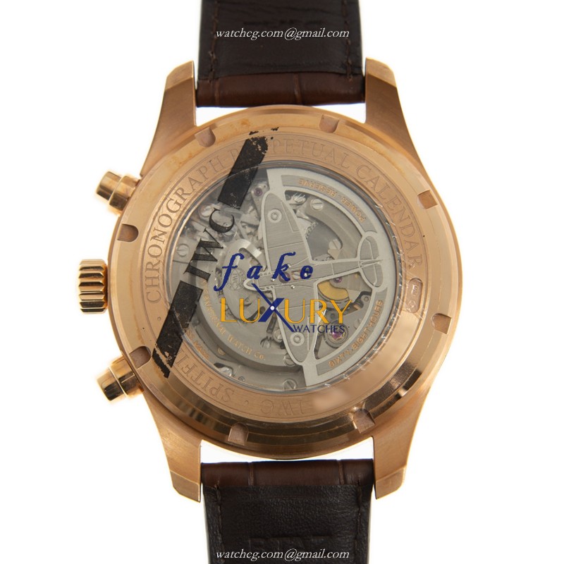 IWC IW379103 Pilots Automatic 18kt Rose Gold Gray Dial Brown Strap Replica Watch - Image 3