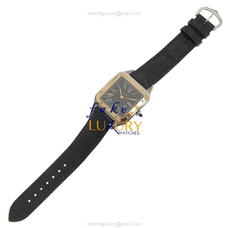 Cartier W2SA0015 Santos Automatic 18kt Gold & Steel Replica Watch, Swiss Movement, Dark Grey Dial - Image 2