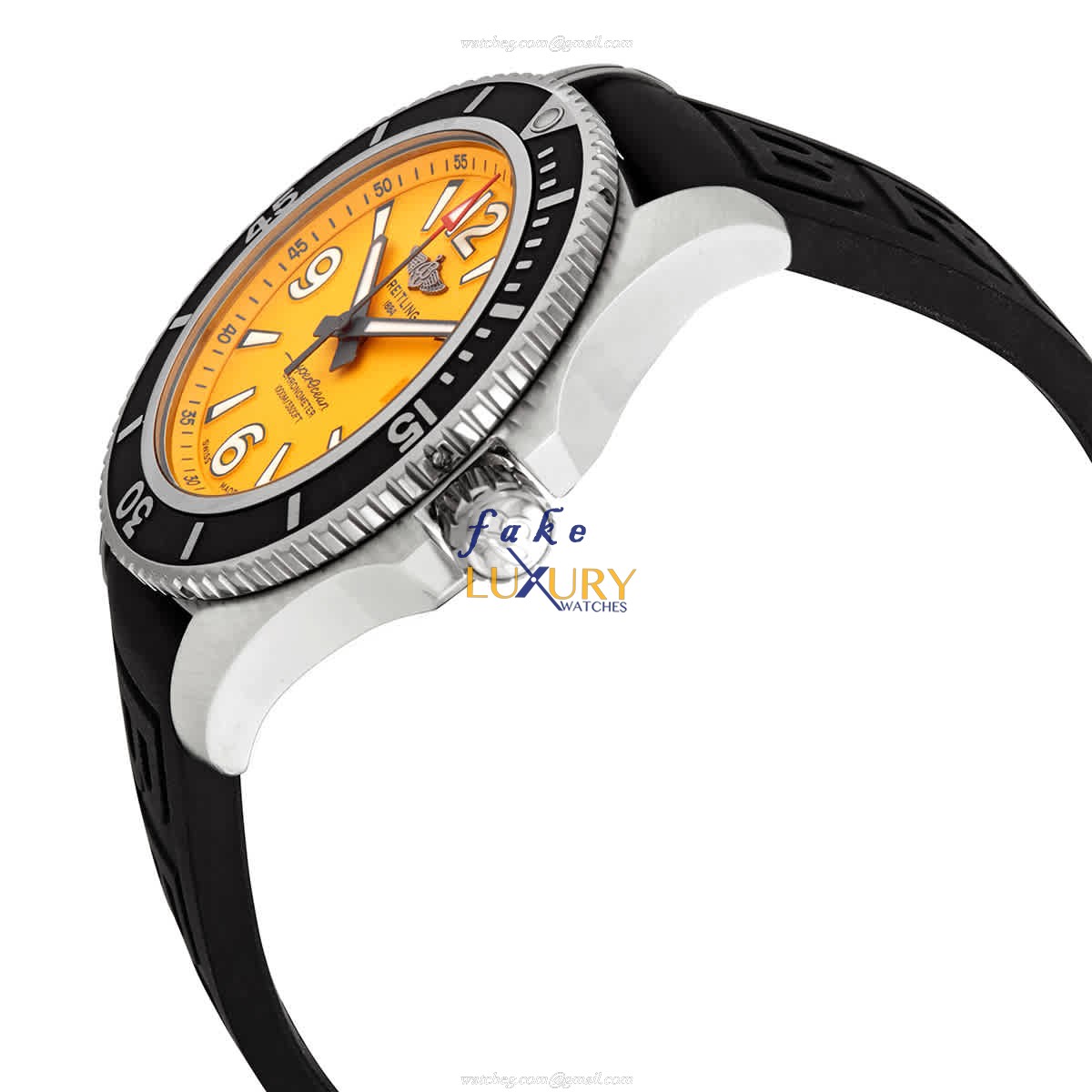 Breitling A17367021I1S1 Superocean 44 Replica Watch, Yellow Dial, Black Rubber Strap - Image 2