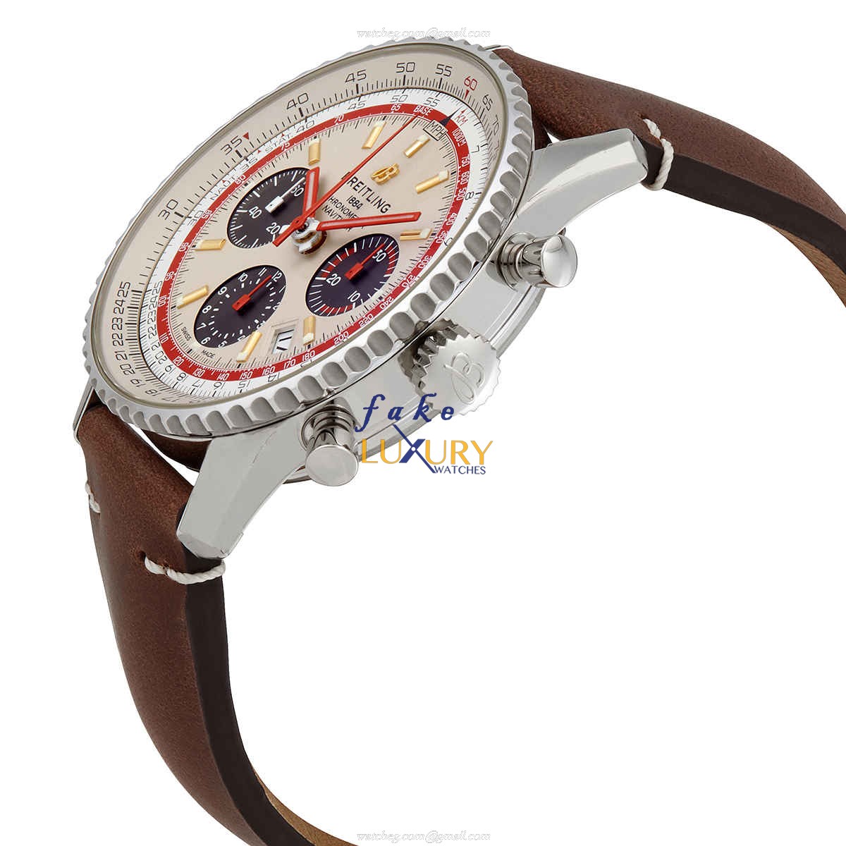 Breitling AB01219A1G1X1 Navitimer 1 Automatic with Beige Dial on Brown Cowhide Strap Replica Watch - Image 2