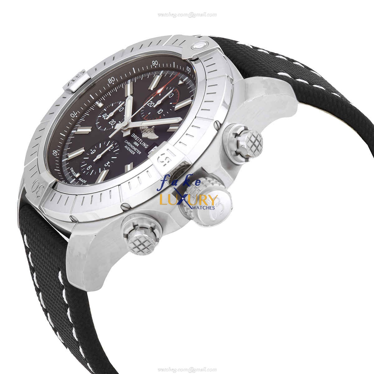 Breitling A13375101B1X2 Avenger II Replica Watch, 48mm Automatic with Black Dial on Fabric Strap - Image 2