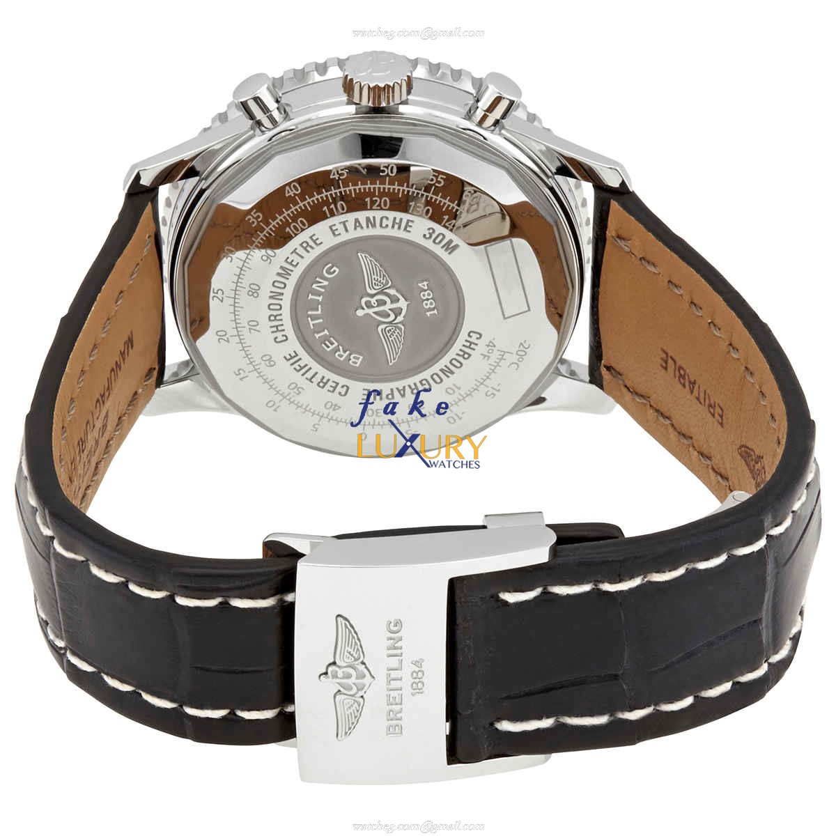 A13324121B1P2 - Breitling Navitimer 1 Replica Watch - Automatic Black Dial Alligator Strap - Image 3
