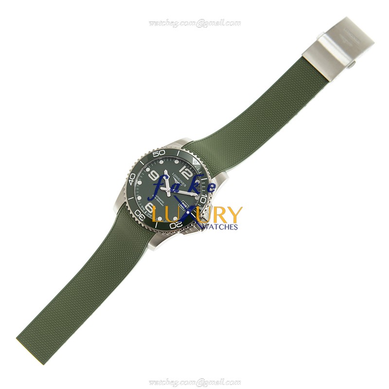 -67890-LONGINES-L3.781.4.06.9 Replica Watch - Automatic - Stainless Steel - Green Dial & Rubber - Image 2