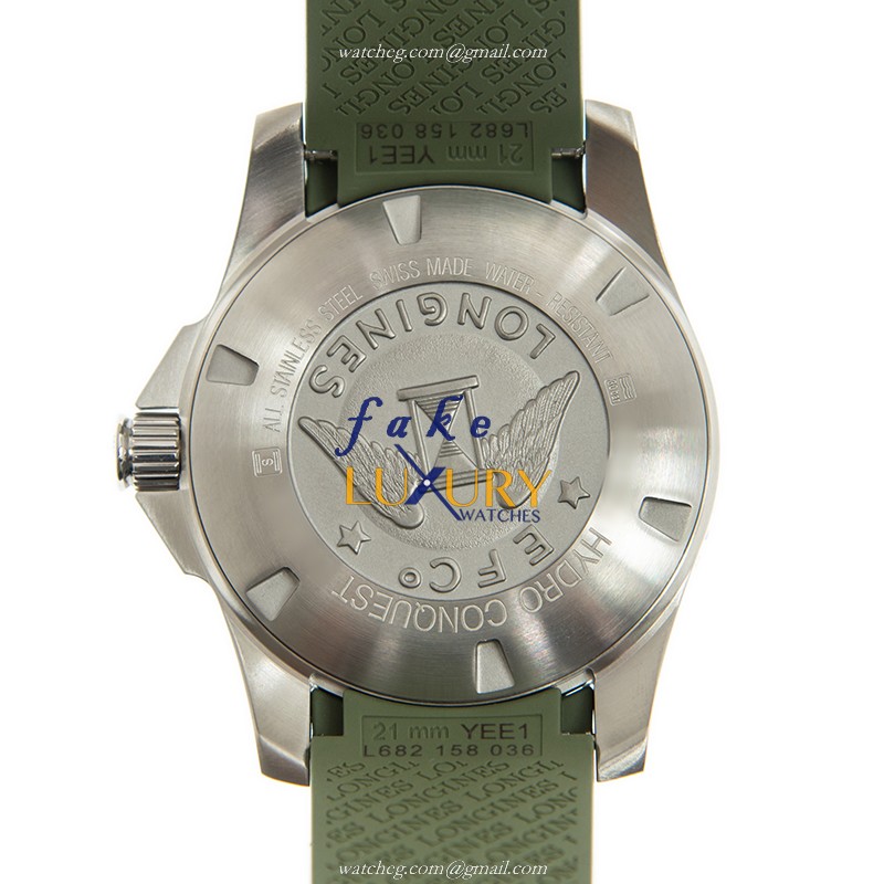 -67890-LONGINES-L3.781.4.06.9 Replica Watch - Automatic - Stainless Steel - Green Dial & Rubber - Image 3