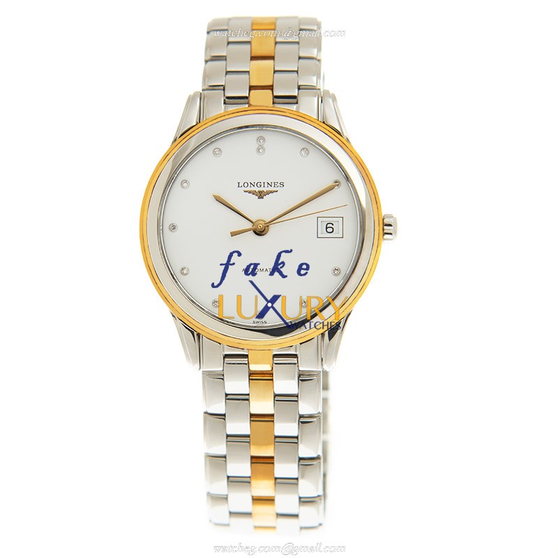 Longines L4.774.5.27.7 FLAGSHIP Replica Watch, Automatic, White Dial, Gold-Plated Steel Case - Image 2