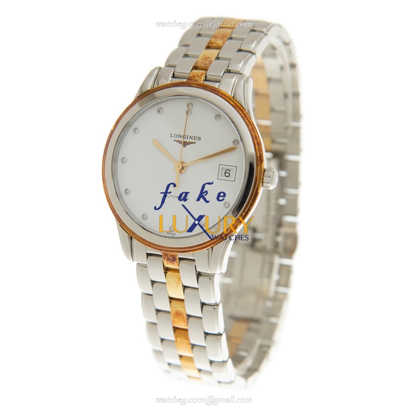 Longines L4.774.5.27.7 FLAGSHIP Replica Watch, Automatic, White Dial, Gold-Plated Steel Case - Image 3