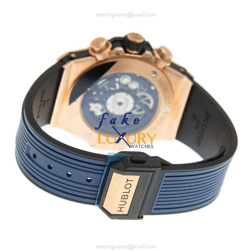 Hublot Big Bang 411.OX.5189.RX Automatic 18kt Rose Gold Blue Dial Rubber Strap Replica Watch - Image 5