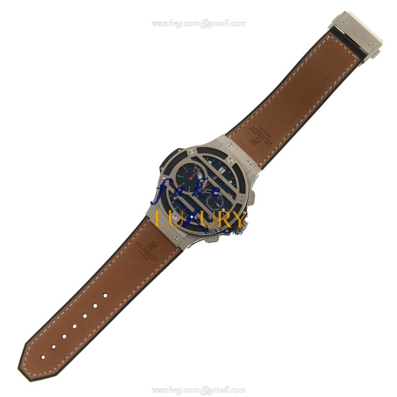 317.NM.1137.VR - Hublot Big Bang Replica Watch - Manual Wind Titanium Black Dial Brown Strap - Image 2