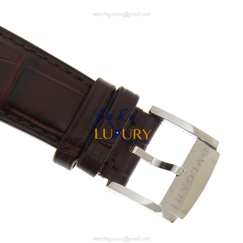 Bulgari OC41C1SLD Octo Roma Automatic Stainless Steel Brown Alligator Strap Replica Watch - Image 4