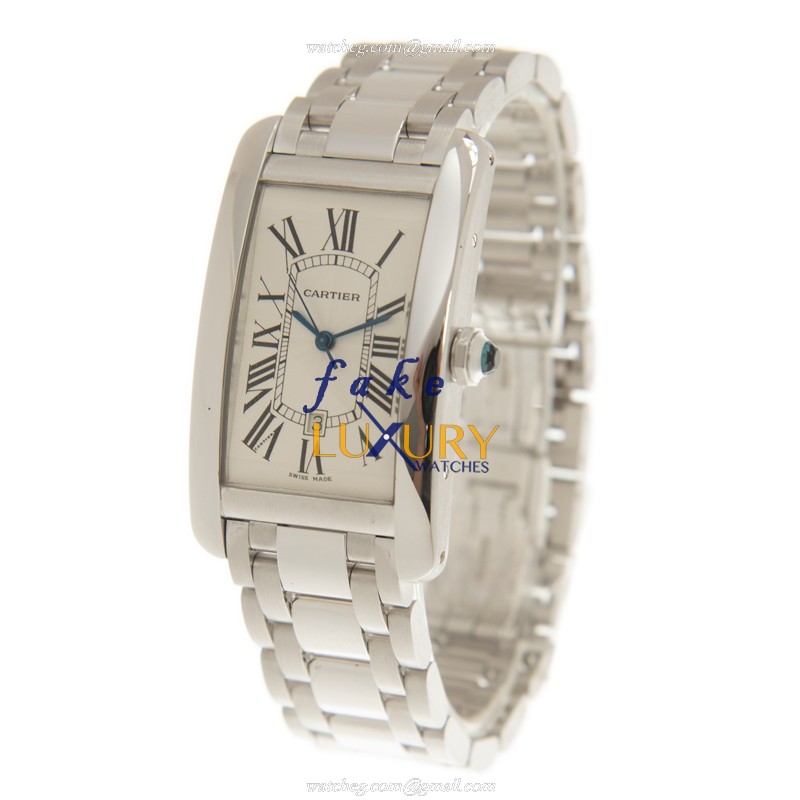 Cartier W26055L1 TANK Automatic 18kt White Gold Replica Watch, Ladies, Silver Dial - Image 3