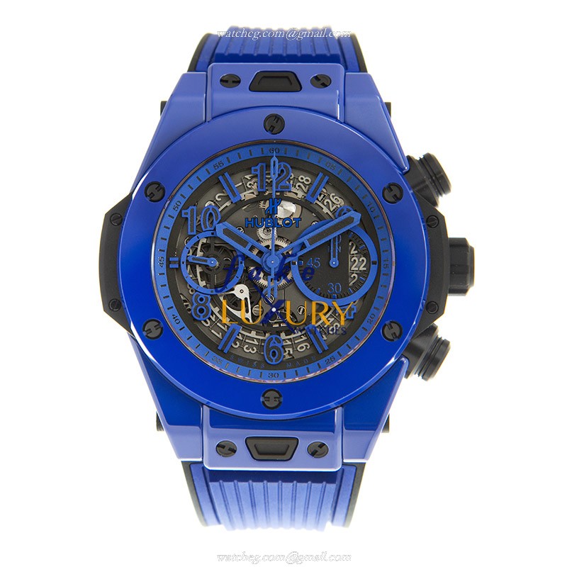 Hublot Big Bang 411.ES.5119.RX LTD 500 Replica Watch, Gray Dial, Ceramic Case, Blue Rubber Strap - Image 2