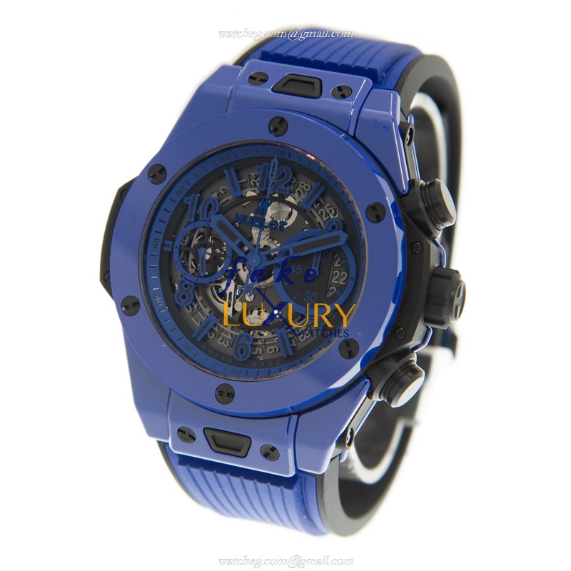 Hublot Big Bang 411.ES.5119.RX LTD 500 Replica Watch, Gray Dial, Ceramic Case, Blue Rubber Strap - Image 3