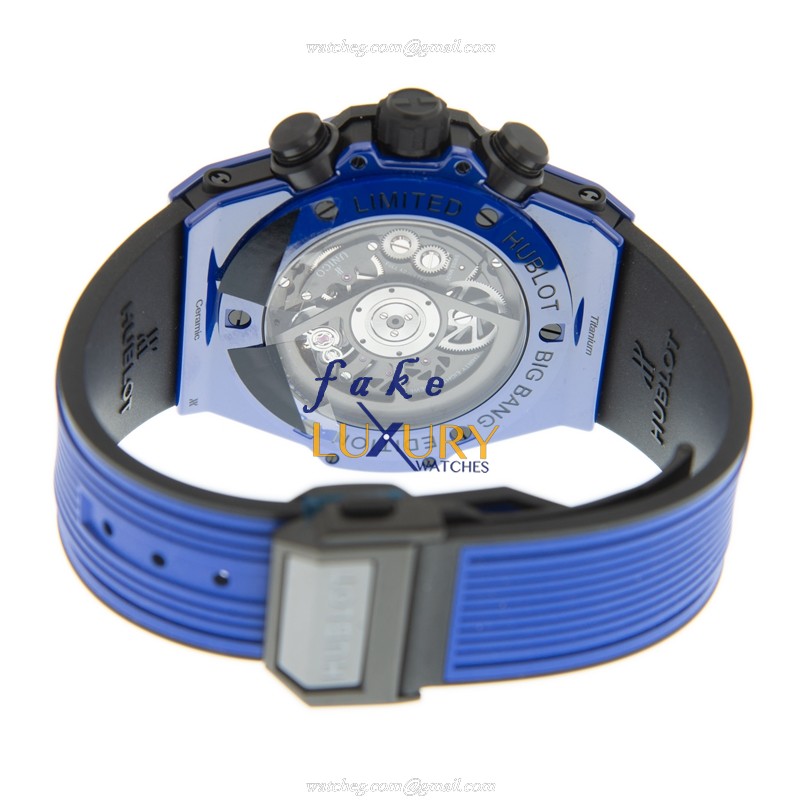 Hublot Big Bang 411.ES.5119.RX LTD 500 Replica Watch, Gray Dial, Ceramic Case, Blue Rubber Strap - Image 4