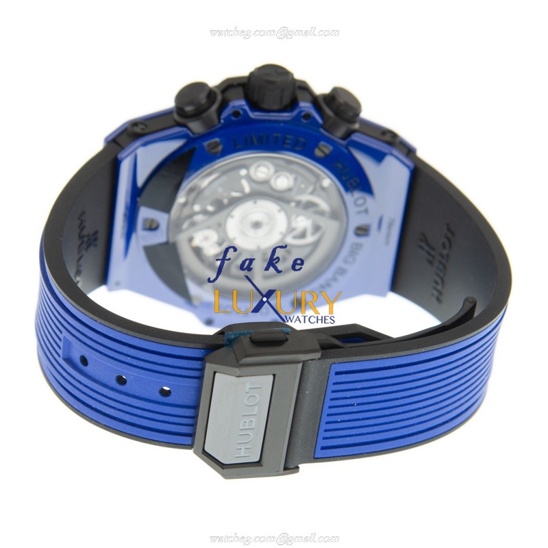 Hublot Big Bang 411.ES.5119.RX LTD 500 Replica Watch, Gray Dial, Ceramic Case, Blue Rubber Strap - Image 5