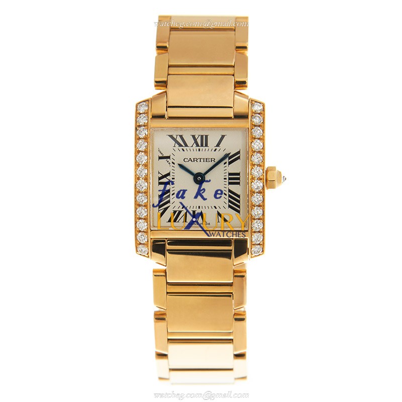 Cartier WE1001R8 Replica Watch, Quartz Movement, White Dial, 18kt Gold & Diamond Case - Image 2