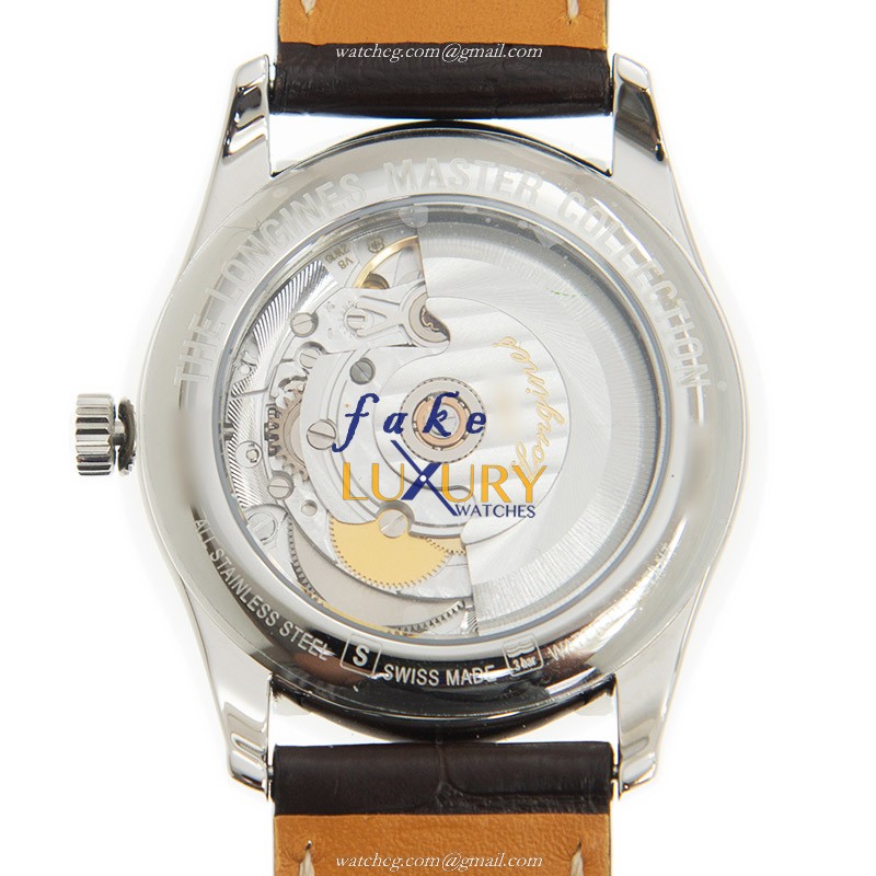 Longines L2.755.4.78.3 Replica Watch, Automatic, Silver Dial, Stainless Steel Case, 38.5mm, Leather - Image 3