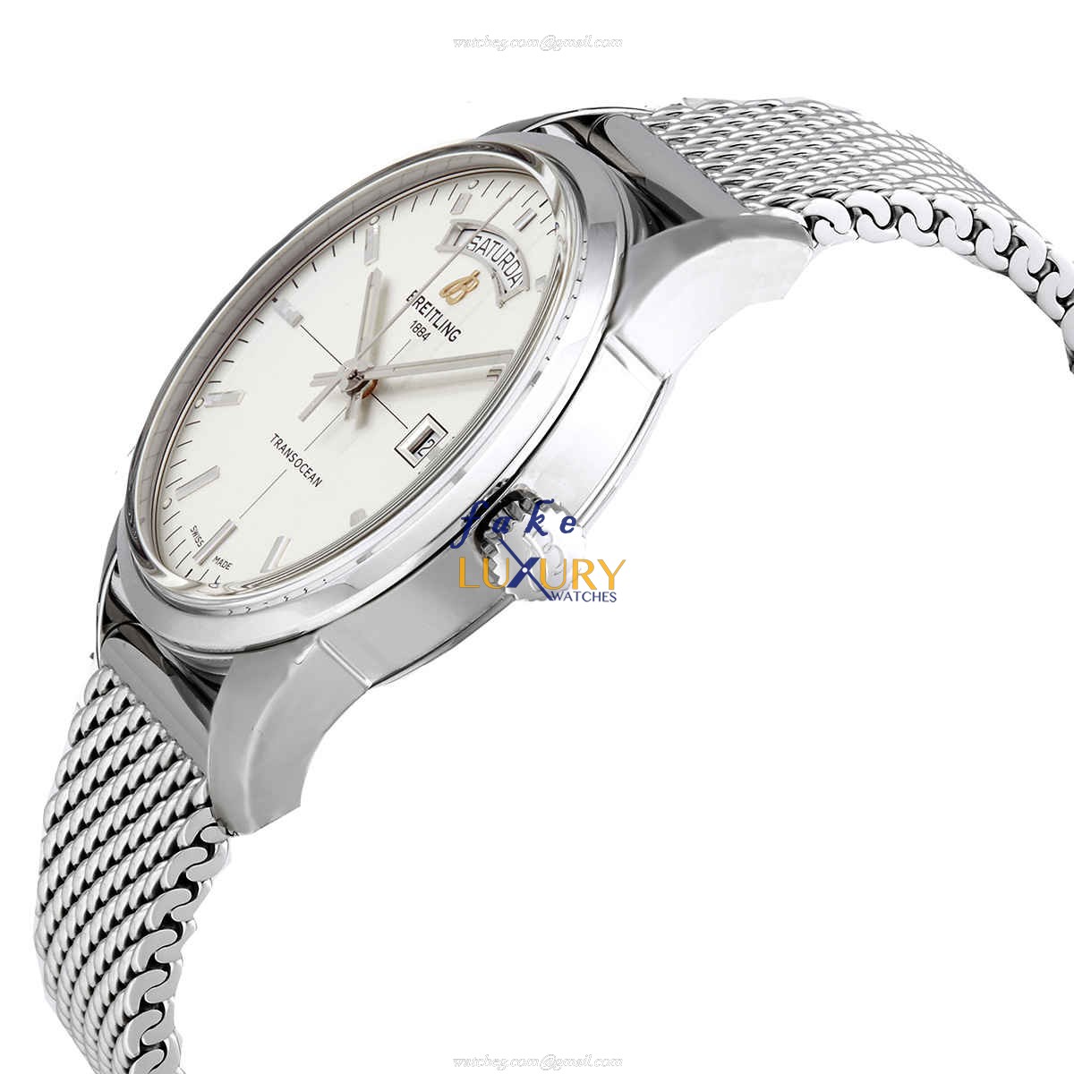 Breitling A45310121G1A1 Replica Transocean Day Date Automatic Silver Dial Steel Bracelet Watch - Image 2