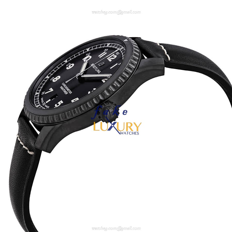 Breitling AVIATOR 8 Replica Watch M17314101B1X1 Automatic Black Dial Steel Case Leather Strap - Image 2