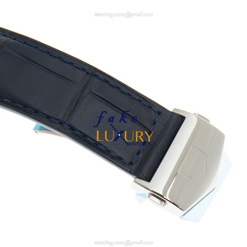 Tag Heuer CBL2111.FC6453 MANACO Replica Watch Automatic Blue Dial Steel Case Alligator Strap - Image 4