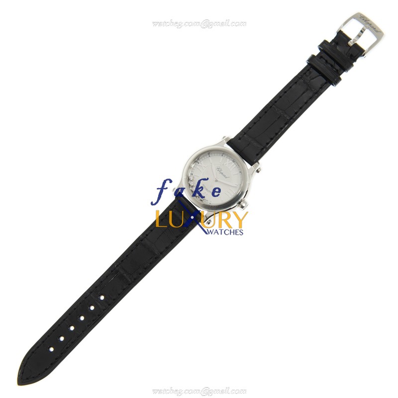 Chopard 278573-3011 HAPPY SPORT Automatic Stainless Steel Replica Watch, Silver Dial, Alligator - Image 2