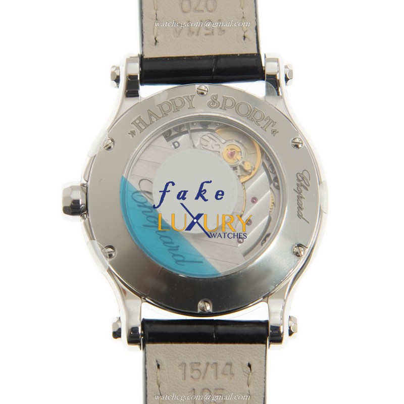 Chopard 278573-3011 HAPPY SPORT Automatic Stainless Steel Replica Watch, Silver Dial, Alligator - Image 3