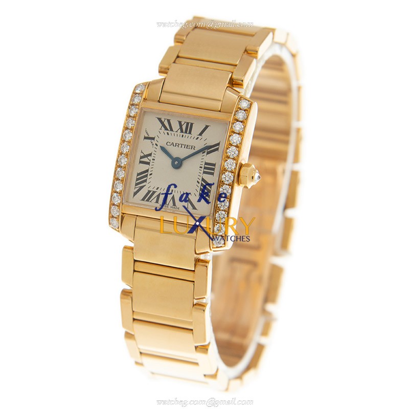 Cartier WE1001R8 Replica Watch, Quartz Movement, White Dial, 18kt Gold & Diamond Case - Image 3