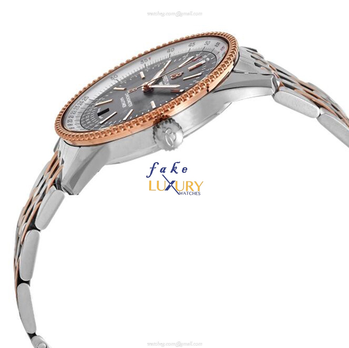 Breitling Navitimer U17326211M1U1 Replica Watch, Automatic, Gray Dial, Steel & Gold Strap - Image 2