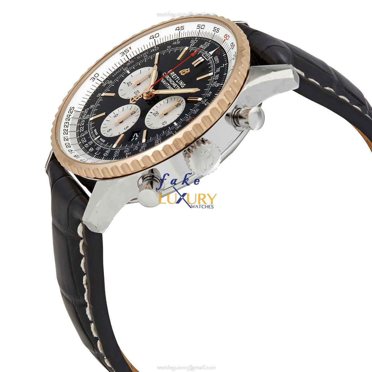 Breitling Navitimer UB0127211B1P2 Replica Watch, Black Dial, Steel Case, Alligator Strap - Image 2
