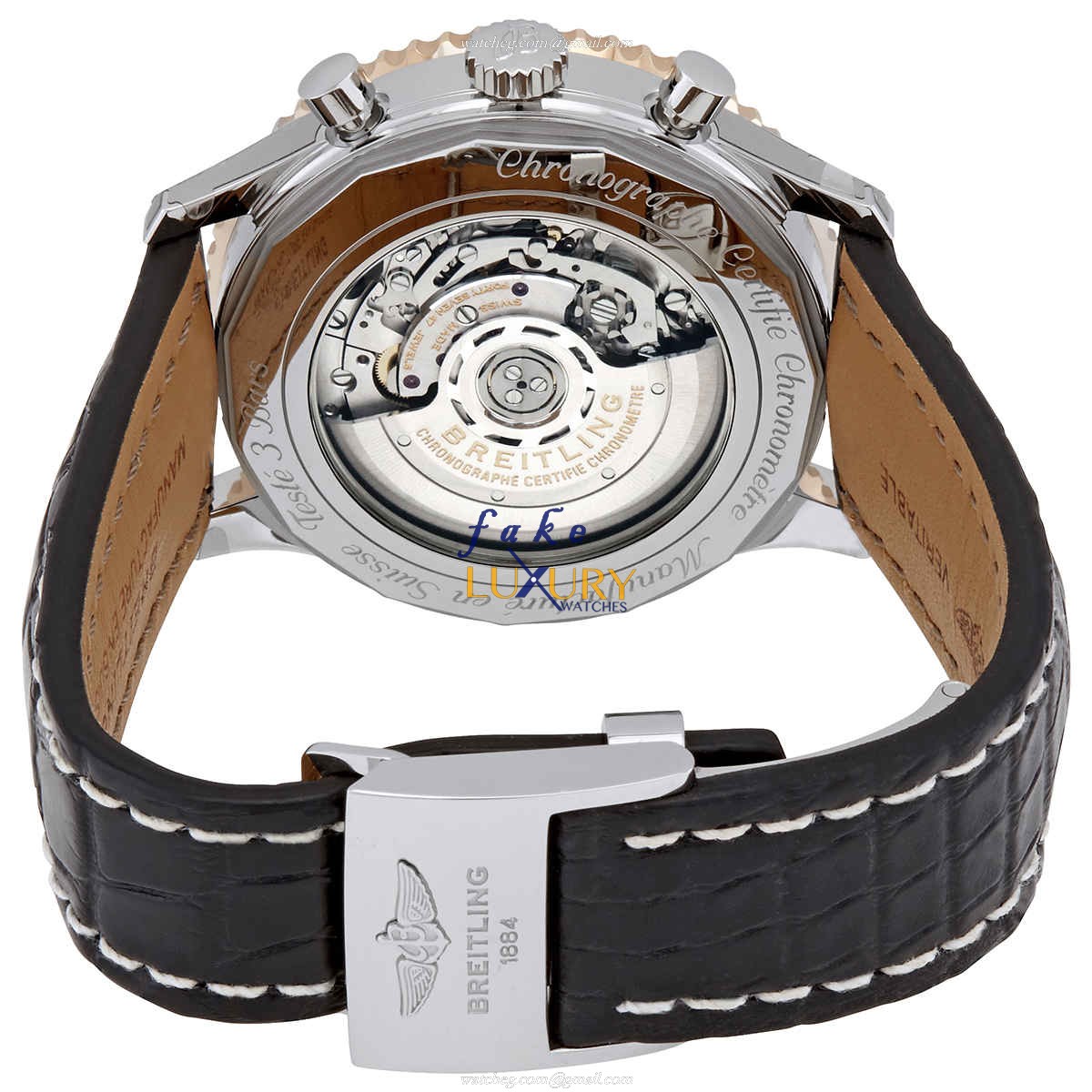 Breitling Navitimer UB0127211B1P2 Replica Watch, Black Dial, Steel Case, Alligator Strap - Image 3