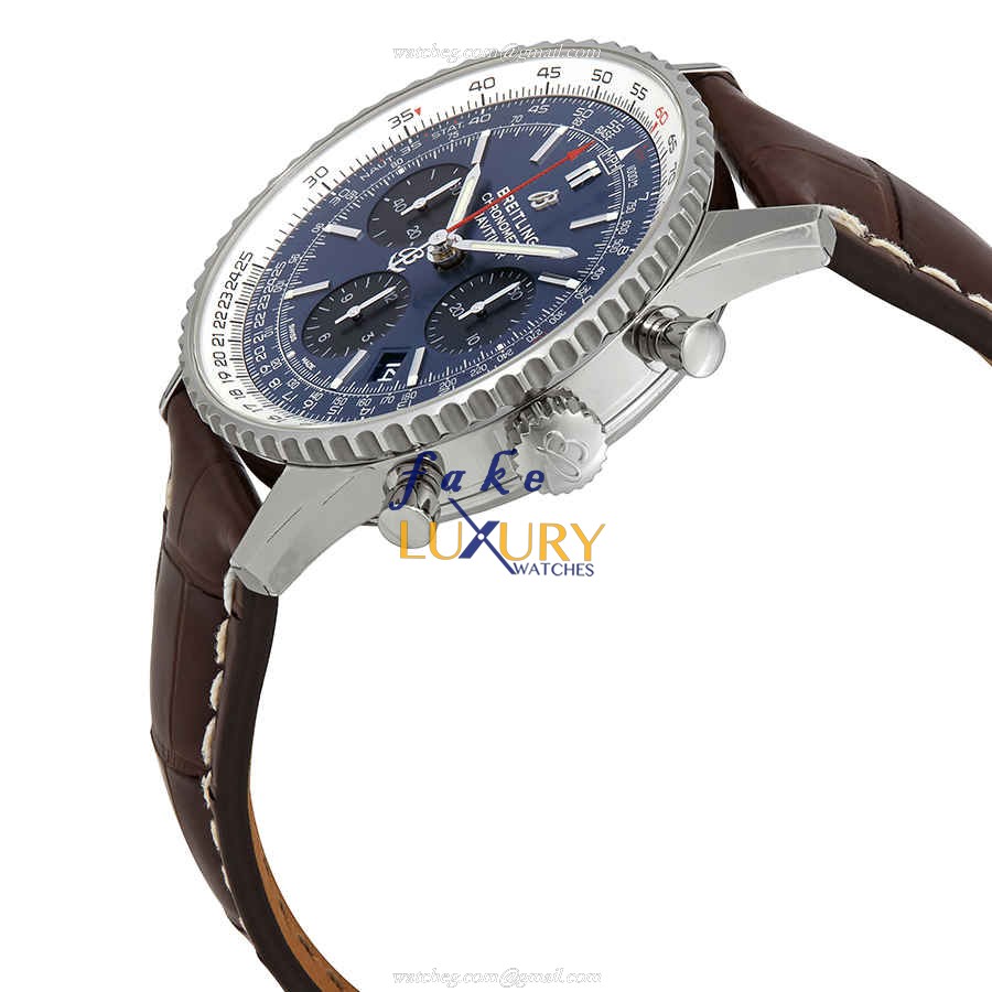 Breitling AB0121211C1P4 Replica Watch with Blue Dial on Brown Alligator Strap - Image 2