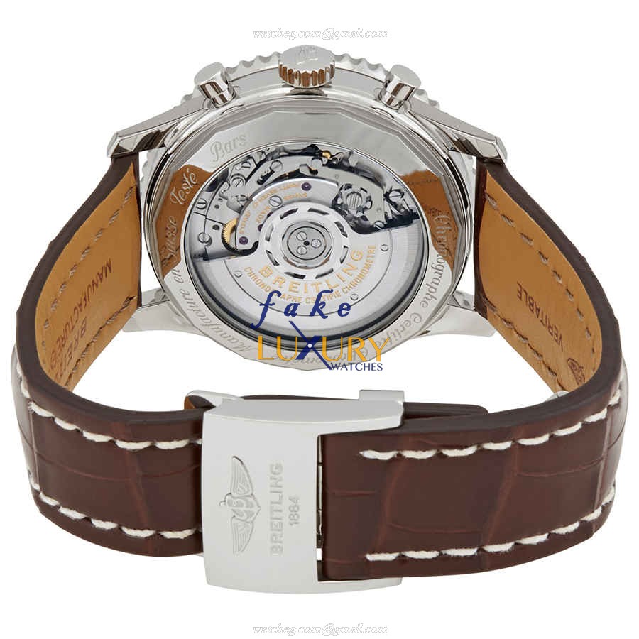 Breitling AB0121211C1P4 Replica Watch with Blue Dial on Brown Alligator Strap - Image 3