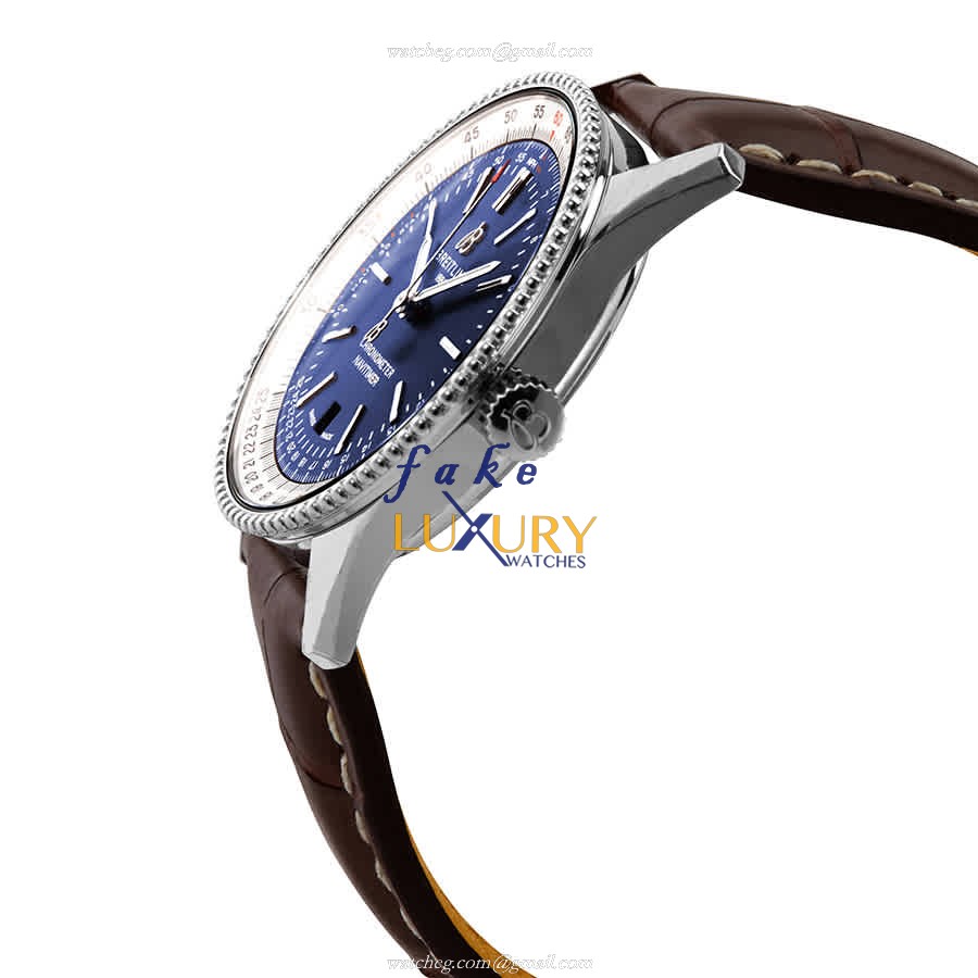 A17326211C1P2 - Breitling Navitimer Automatic Replica Watch Blue Dial Brown Alligator - Image 2
