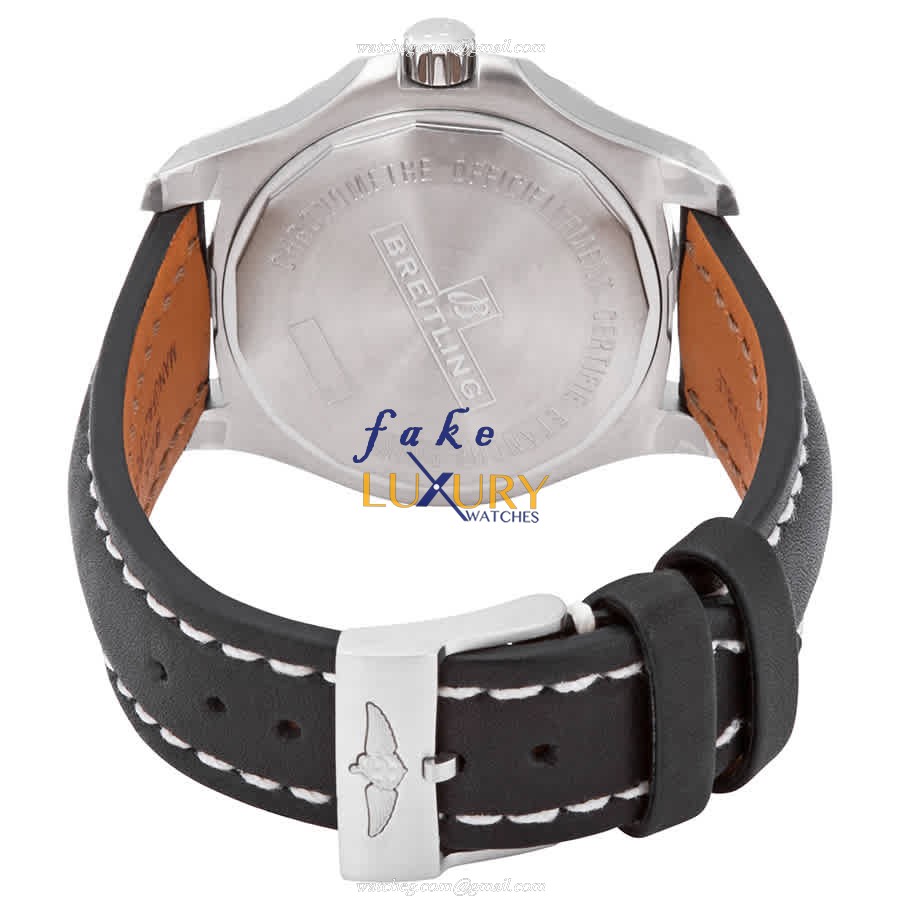Breitling A17313101F1X1 Chronomat B01 Replica Watch With Gray Dial, Steel Case, Black Leather Strap - Image 3