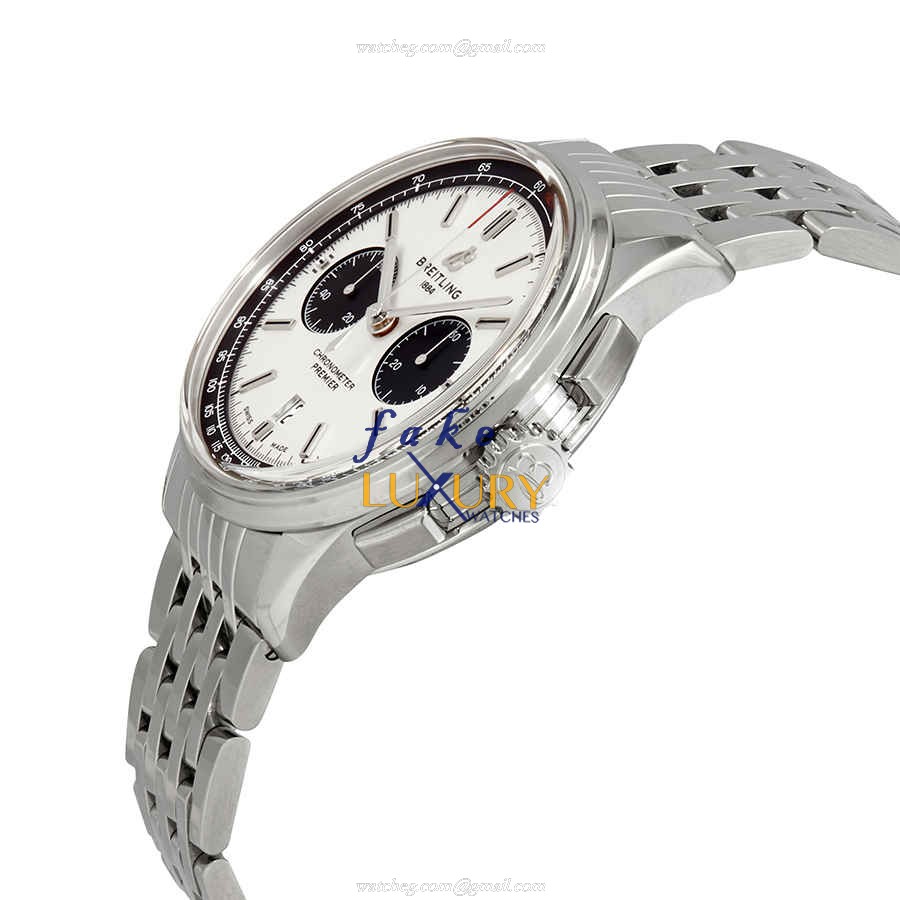 Breitling AB0118221G1A1 Premier Automatic Replica Watch, Silver Dial, Steel Case, Gold Strap - Image 2