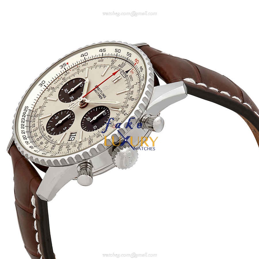 Breitling Navitimer 1 Automatic AB0121211G1P1 Silver Dial Brown Alligator Strap Replica Watch - Image 2
