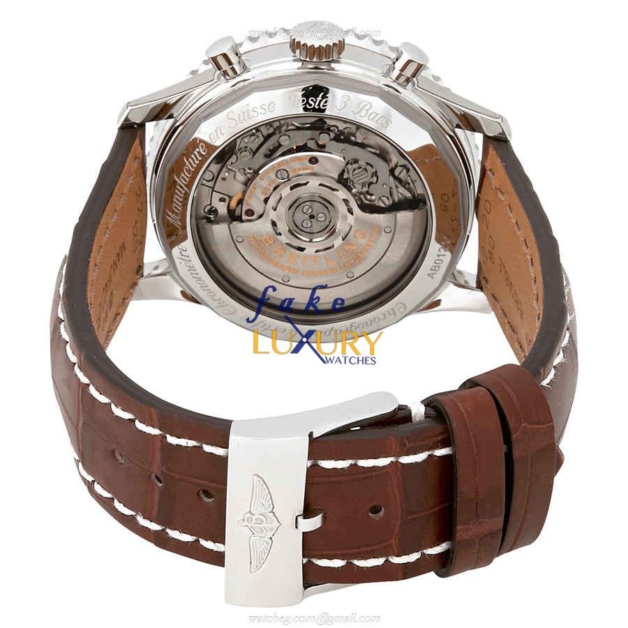 Breitling Navitimer 1 Automatic AB0121211G1P1 Silver Dial Brown Alligator Strap Replica Watch - Image 3