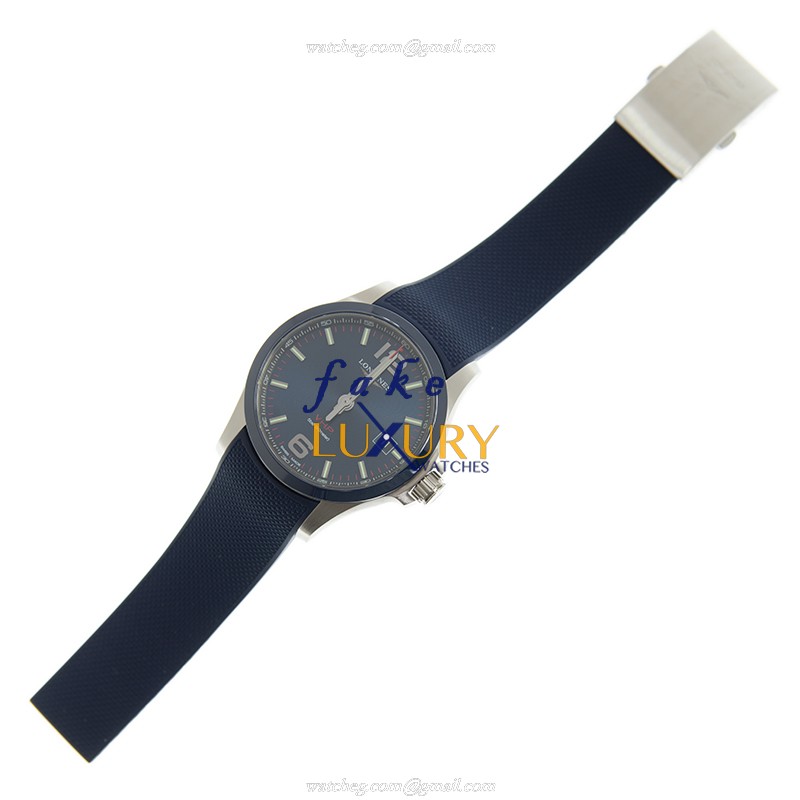 L3.729.4.96.9 - Longines Conquest Replica Watch - Quartz Ceramic Steel Blue Dial Rubber Strap - Image 2