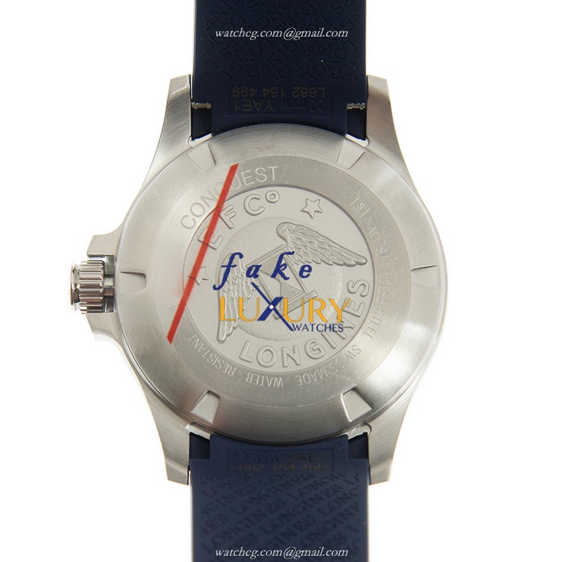 L3.729.4.96.9 - Longines Conquest Replica Watch - Quartz Ceramic Steel Blue Dial Rubber Strap - Image 3