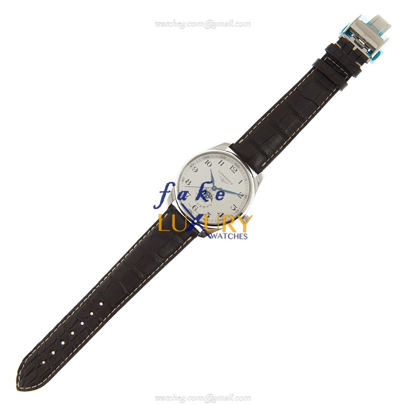 Longines L2.919.4.78.5 Master Replica Watch Automatic Movement White Dial Brown Alligator Strap - Image 2