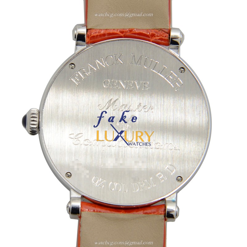 Franck Muller 8035 QZ COL DRM R D AC Replica Watch, White Dial, Orange Alligator Strap, Quartz - Image 3