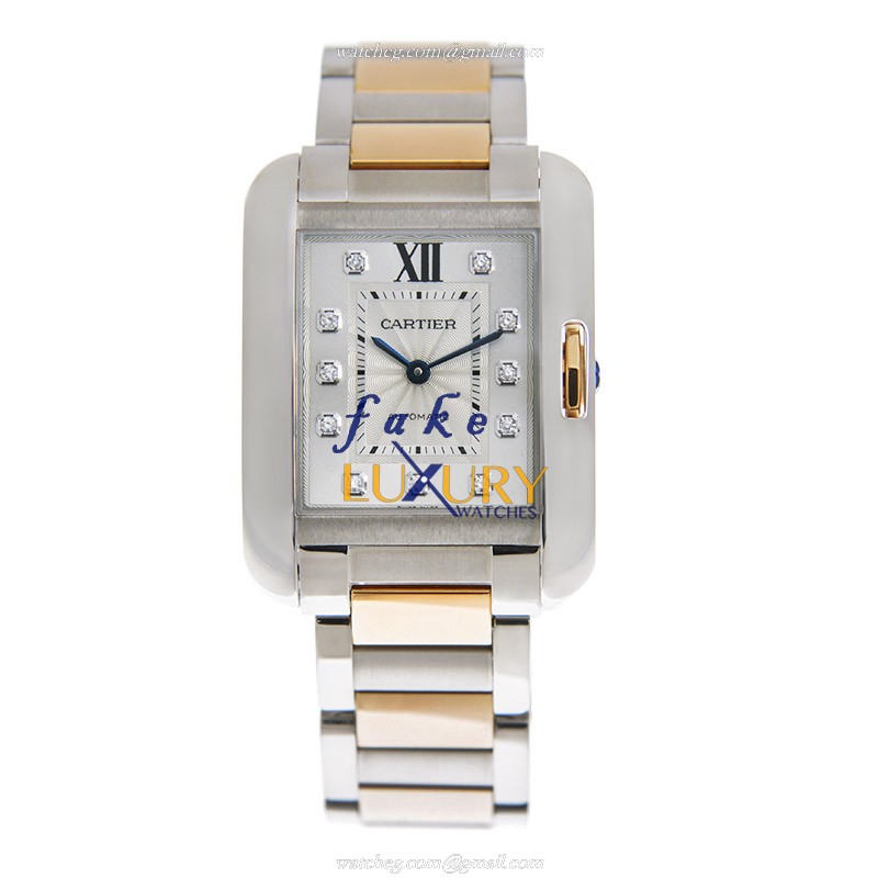 Cartier WT100025 TANK Replica Watch With Automatic Movement, Silver Dial, Steel & Gold Case - Image 2