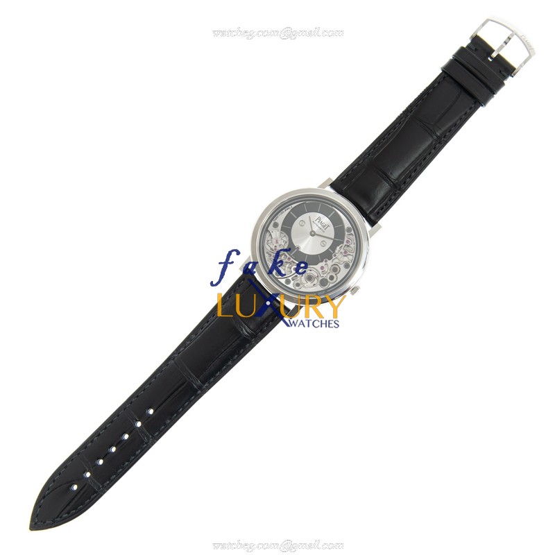 Piaget G0A43121 Automatic Silver Dial 18kt White Gold Alligator Strap Replica Watch - Image 2