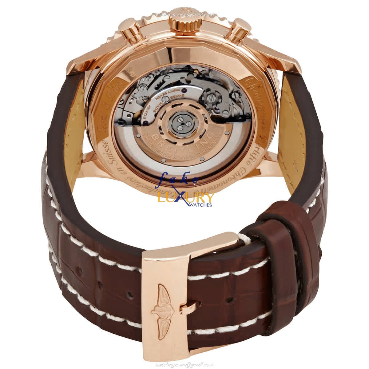 Breitling RB0121211C1P2 Replica Watch, Automatic Movement, Blue Dial, Rose Gold Case - Image 3