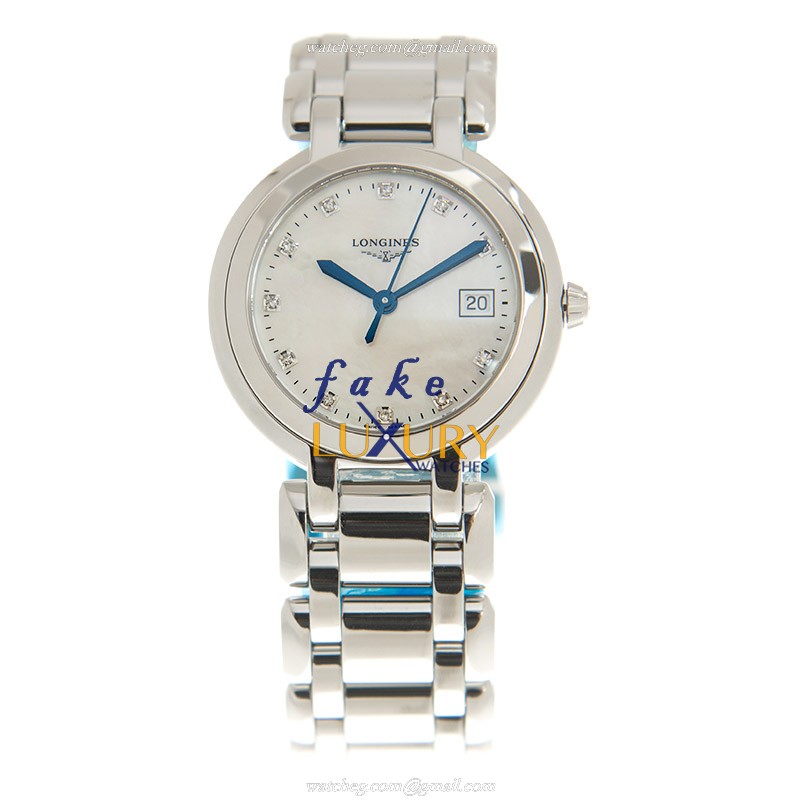 Longines L8.112.4.87.6 Replica Watch, Quartz Movement, White Mother of Pearl Dial, Steel Bracelet - Image 2