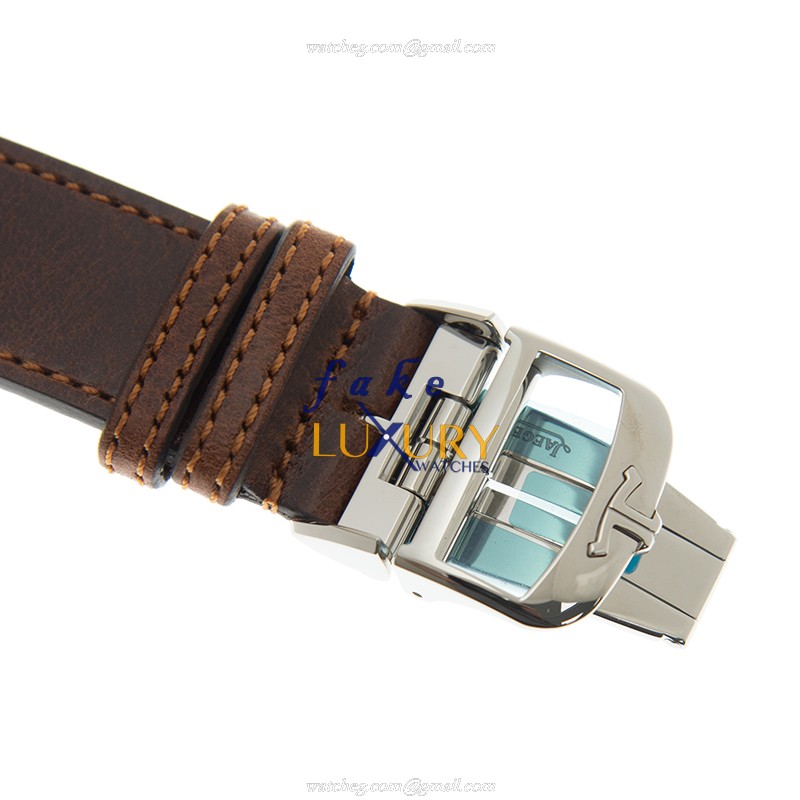 Jaeger-Lecoultre Q2458422 REVERSO Manual Wind Stainless Steel Replica Watch, Silver Dial, Brown - Image 4