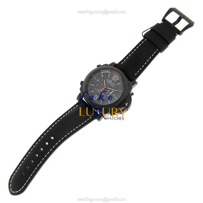 Panerai PAM01038 Luminor Automatic Carbon Fiber Black Dial Cowhide Strap Replica Watch - Image 2